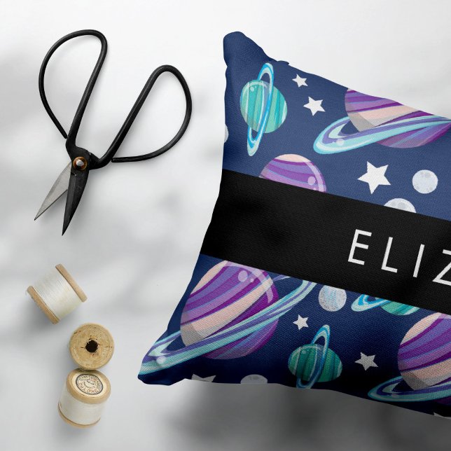 Space Pattern, Planets, Stars, Galaxy, Your Name Pillow Case (Creator Uploaded)