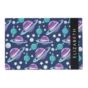 Space Pattern, Planets, Stars, Galaxy, Your Name Placemat