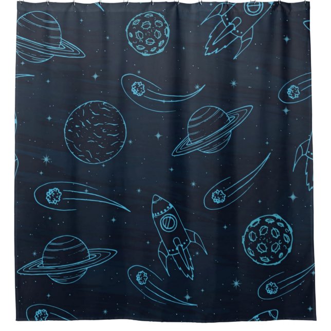 Space pattern shower curtain (Front)