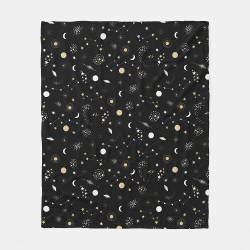 Space Pattern _ Stars  Galaxies _ Black Fleece Blanket