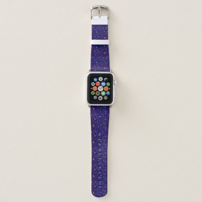 Space pattern with shining stars apple watch band (Front)
