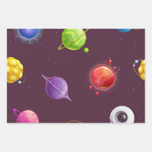 Space pattern wrapping paper sheets