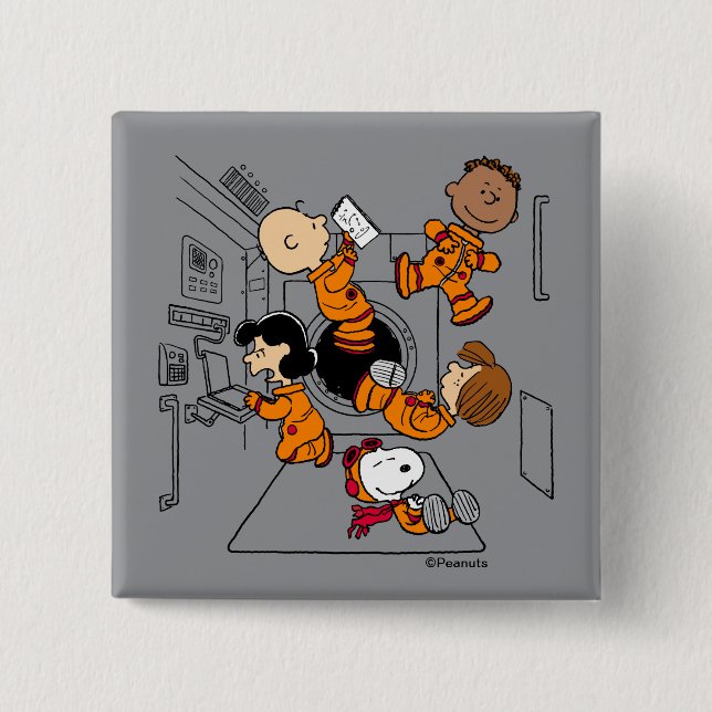 SPACE | Peanuts Gang in Space Button (Front)