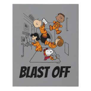 SPACE   Peanuts Gang in Space Faux Canvas Print