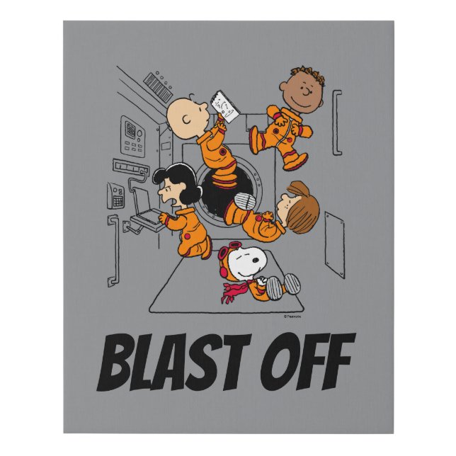 SPACE | Peanuts Gang in Space Faux Canvas Print (Front)