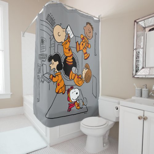 SPACE  Peanuts Gang in Space Shower Curtain