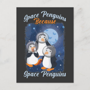 Space Penguin Funny Astronaut Cute Galaxy Animal Postcard