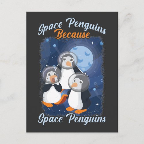 Space Penguin Funny Astronaut Cute Galaxy Animal Postcard