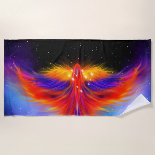 Space Phoenix Nebula Beach Towel (Front)