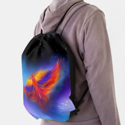 Space Phoenix Nebula Drawstring Bag