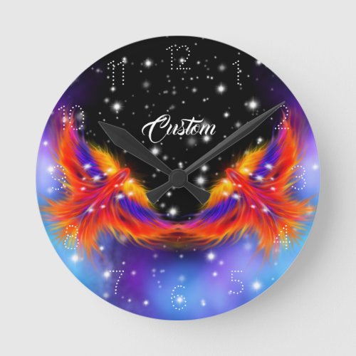 Space Phoenix Nebula Round Clock