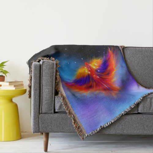 Space Phoenix Nebula Throw Blanket