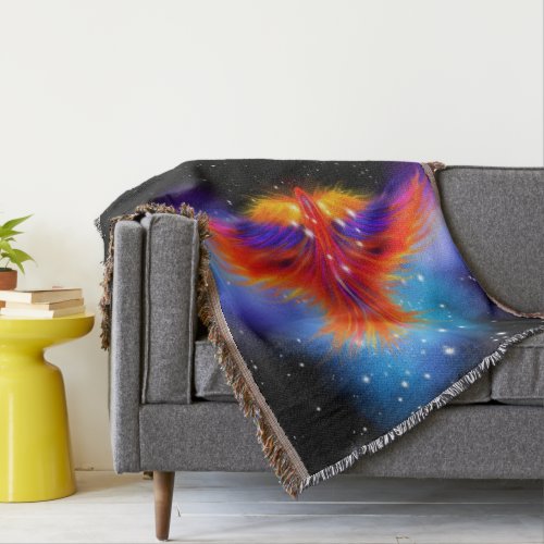 Space Phoenix Nebula Throw Blanket