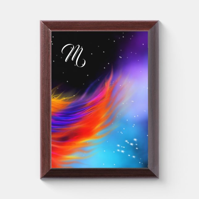Space Phoenix Wing Monogram Award Plaque (Vertical)