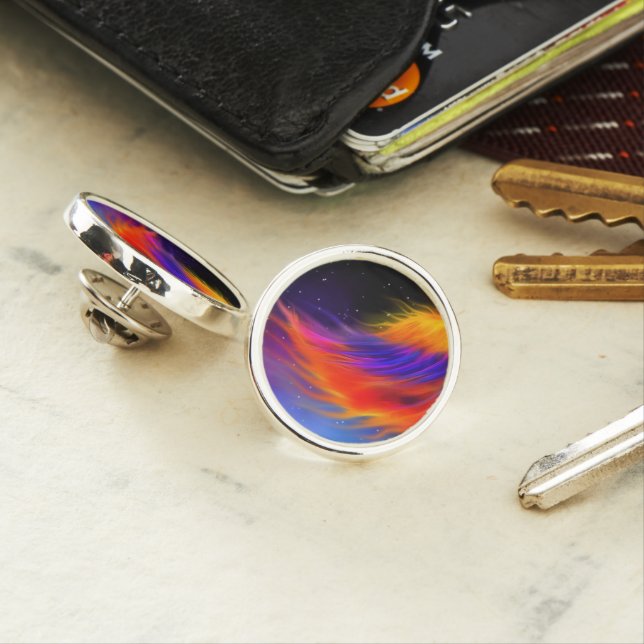 Space Phoenix Wings Lapel Pin (In Situ)