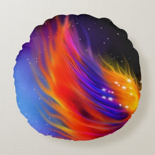 Space Phoenix Wings Round Pillow