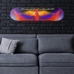 Space Phoenix Wingspan with Your Quote Skateboard<br><div class="desc">Fiery phoenix flying through space on a blue and purple nebula cloud. The sparkling cluster of stars crowning the mythical bird's head forms the phoenix constellation. ♡ Idyllfire</div>