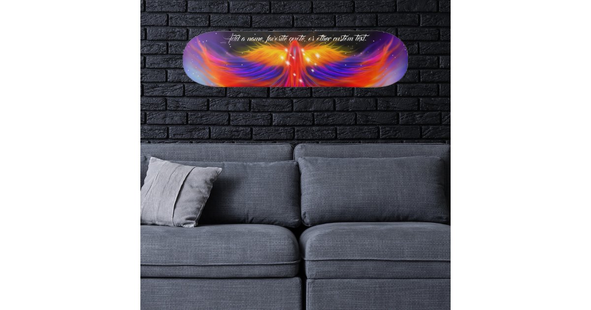 Space Phoenix Wingspan with Your Quote Skateboard Zazzle