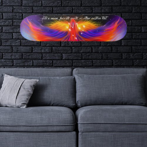 Space Phoenix Wingspan with Your Quote Skateboard