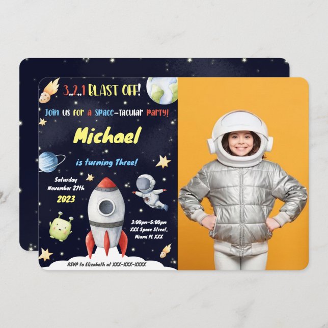 Space Photo Invitations (Front/Back)