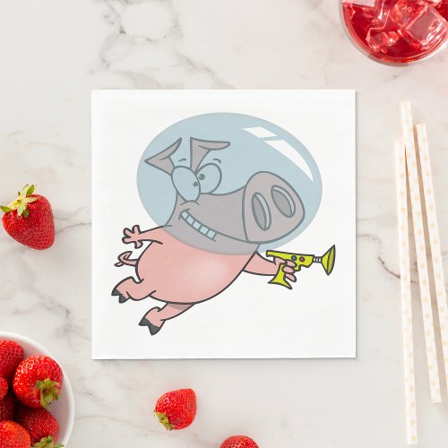 Space Pig Astronaut With A Phaser Napkins