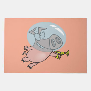 Space Pig with Ray Gun Funny Astronaut Doormat