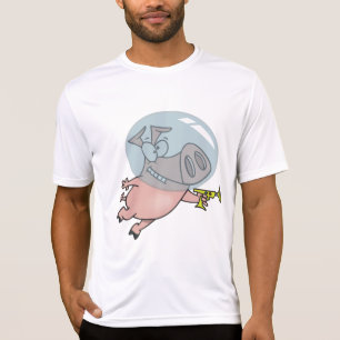 Space Pig with Ray Gun Funny Astronaut T-Shirt