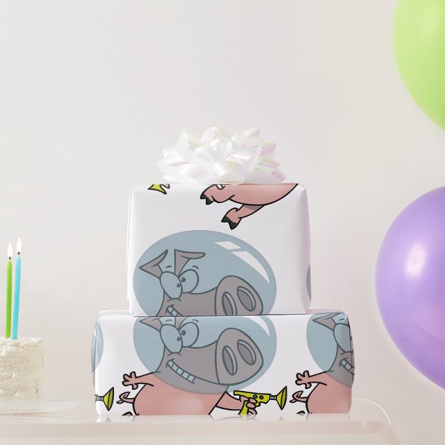 Space Pig with Ray Gun Funny Astronaut Wrapping Paper (Creator Uploaded)