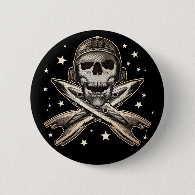 Space Pirate Round Button (Front)