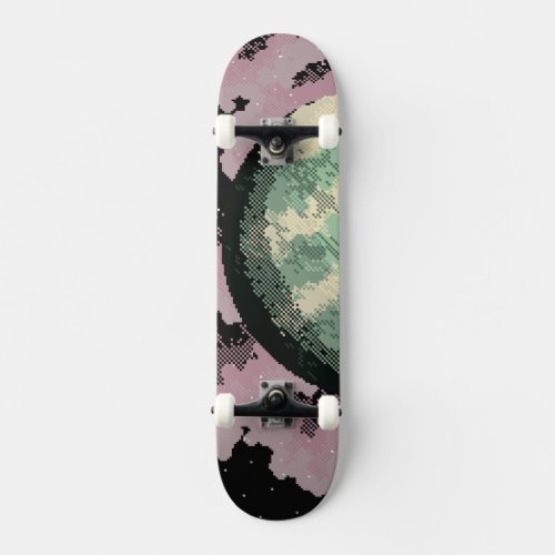 Space Pixel Art  Skateboard