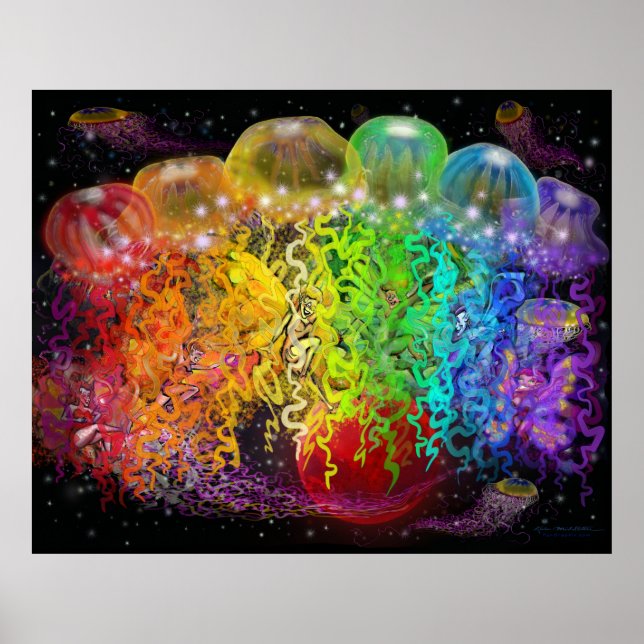 Space Pixies Rainbow Jellyfish Party Poster (Front)