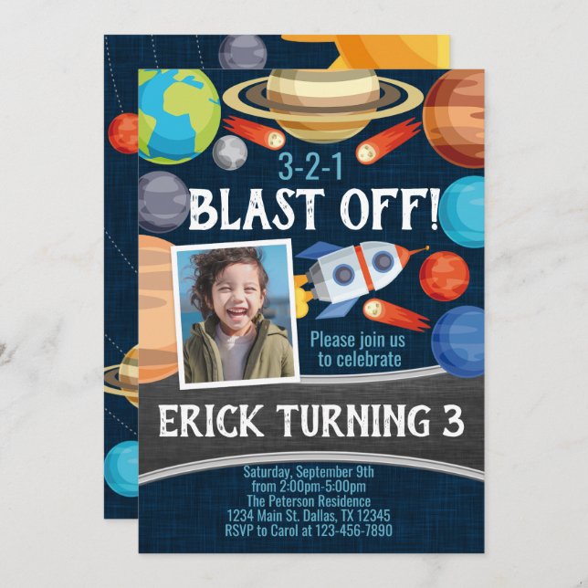 Space Planet Birthday Party Invitation (Front/Back)