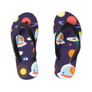 Space Planet Star Galaxy Kid's Flip Flops