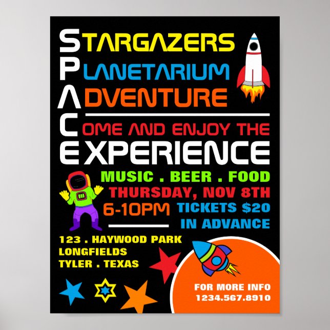 Space, Planetarium Event Advertising Poster (Front)