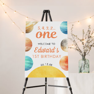 Space Planets 1st Birthday Welcome Sign
