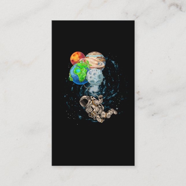 Space Planets Balloons Birthday Astronaut Business Card (Front)