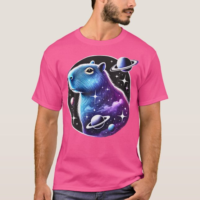 Space Planets Capybara T-Shirt (Front)