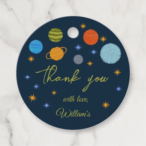 Space Planets Galaxy Stars Boy Baby Shower Gift Favor Tags
