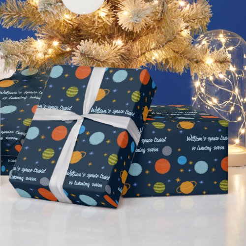 Space Planets Galaxy Stars Boy Baby Shower Gift  Wrapping Paper