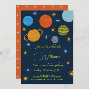 Space Planets Galaxy Stars Boy Baby Shower  Invitation