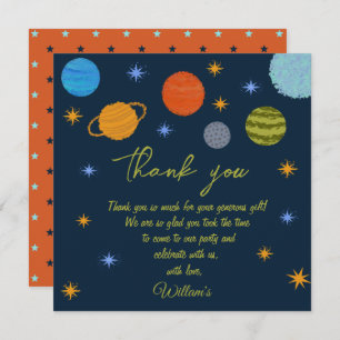 Space Planets Galaxy Stars Boy Baby Shower Thank You Card