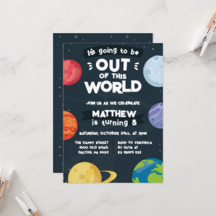 Space Planets Invitation for Birthday Party Galaxy