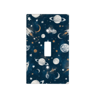 Space, Planets, Moon, Stars Nursery Light Switch Cover