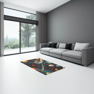 Space Planets & Orbits Area Rug – Retro Futuristic
