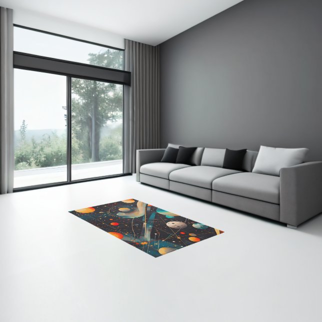 Space Planets & Orbits Area Rug – Retro Futuristic (Insitu (Indoor 3))