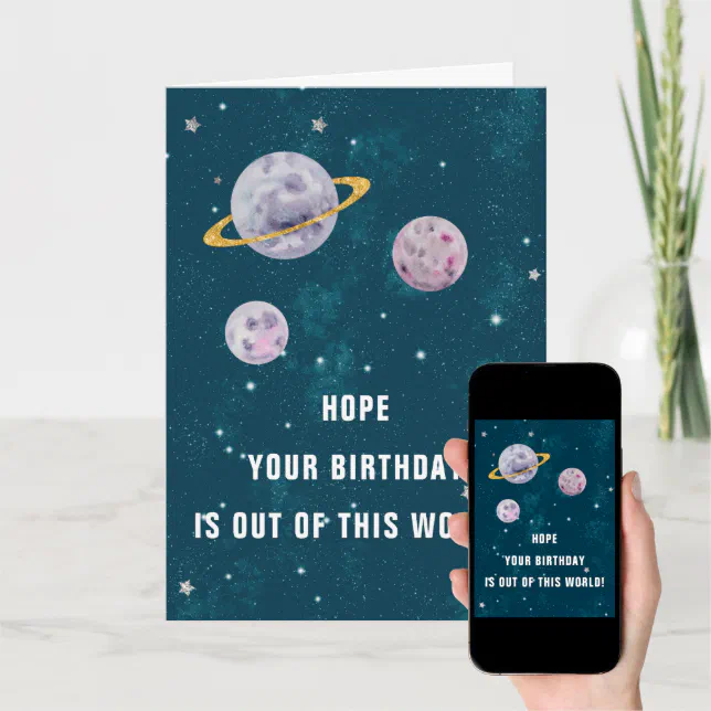 space planets out of this world funny birthday card | Zazzle