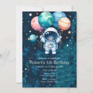 Space Planets Rocket Ship Astronaut Invitation