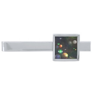 Space, Planets Silver Finish Tie Clip