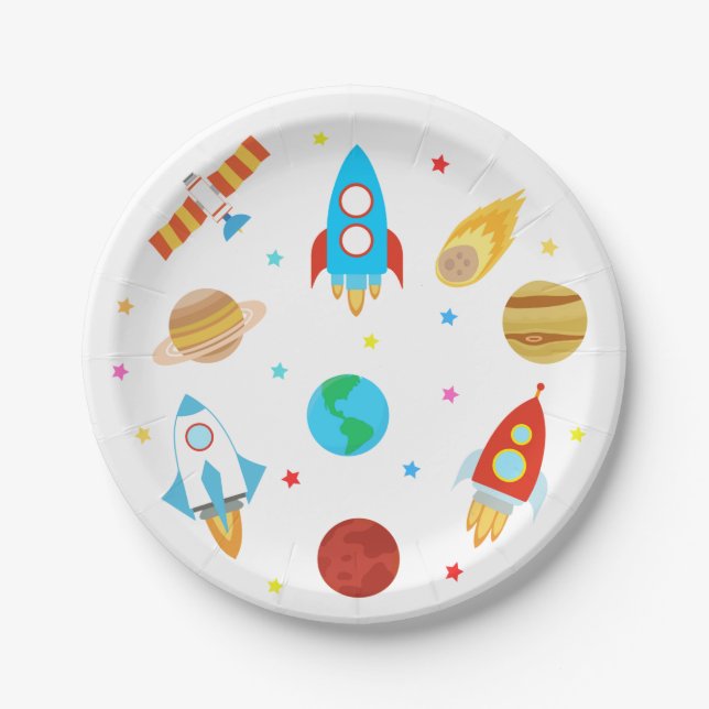 Space Planets Stars Galaxy Paper Plates (Front)