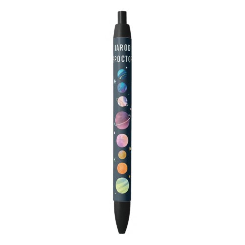 Space Planets Stars Moon Galaxy Personalized Penci Black Ink Pen